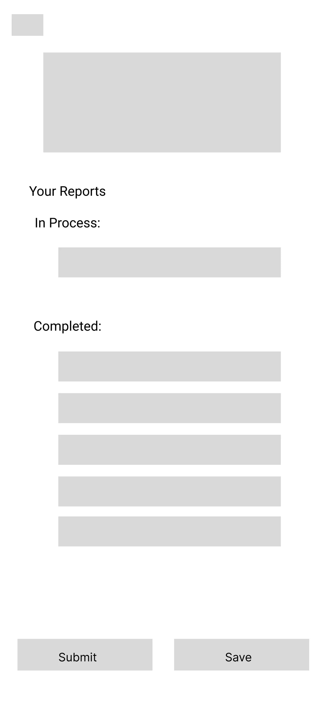 Version 1 wireframe, past reports